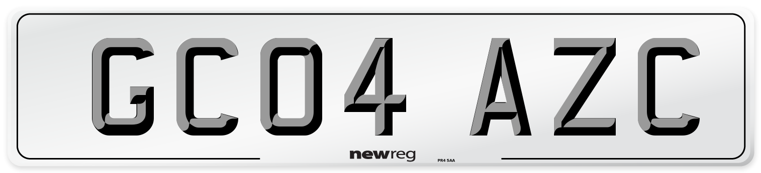 GC04 AZC Number Plate from New Reg